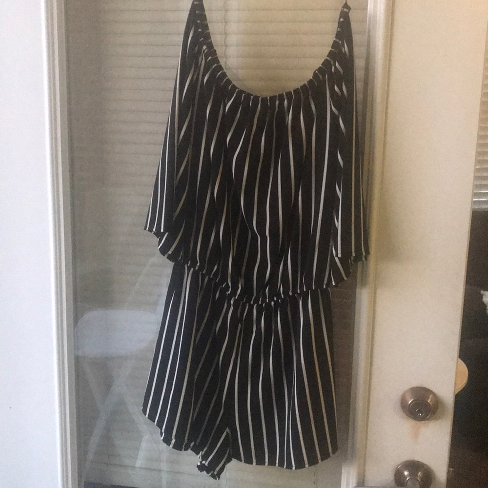 Forever 21 black & white striped romper